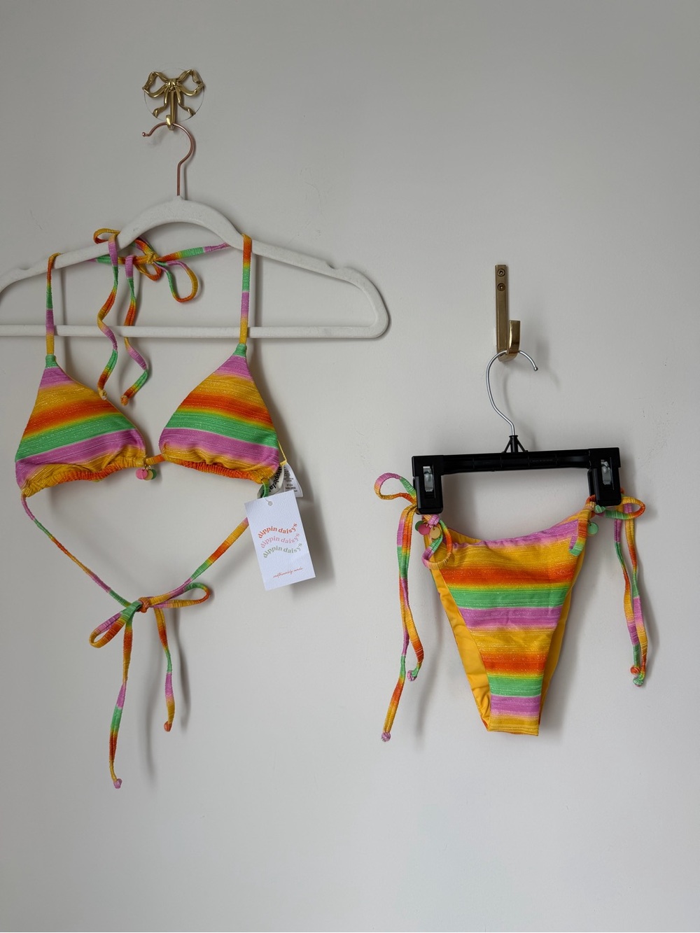 Dippin' Daisy's Rainbow shimmer Stripe Tie Bikini set